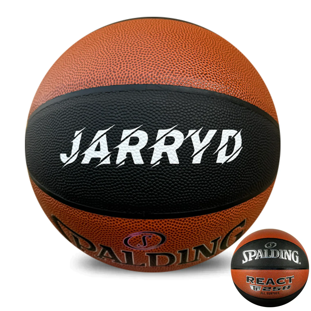 Personalised Spalding Composite Leather Black/Orange TF-250 Basketball (Size 5, 6, 7)