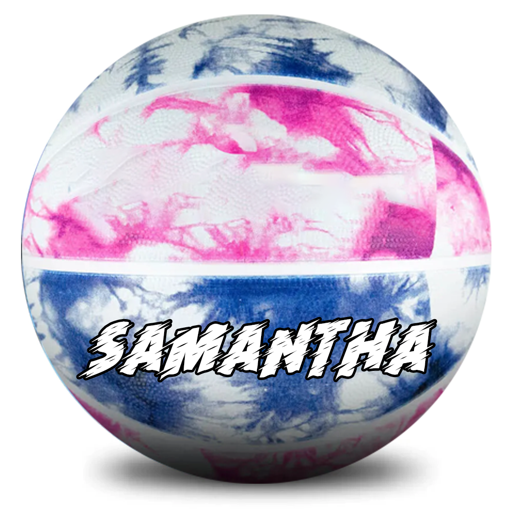 Personalised Spalding Rubber Basketball Tie Dye Pink/Blue (Size 5)