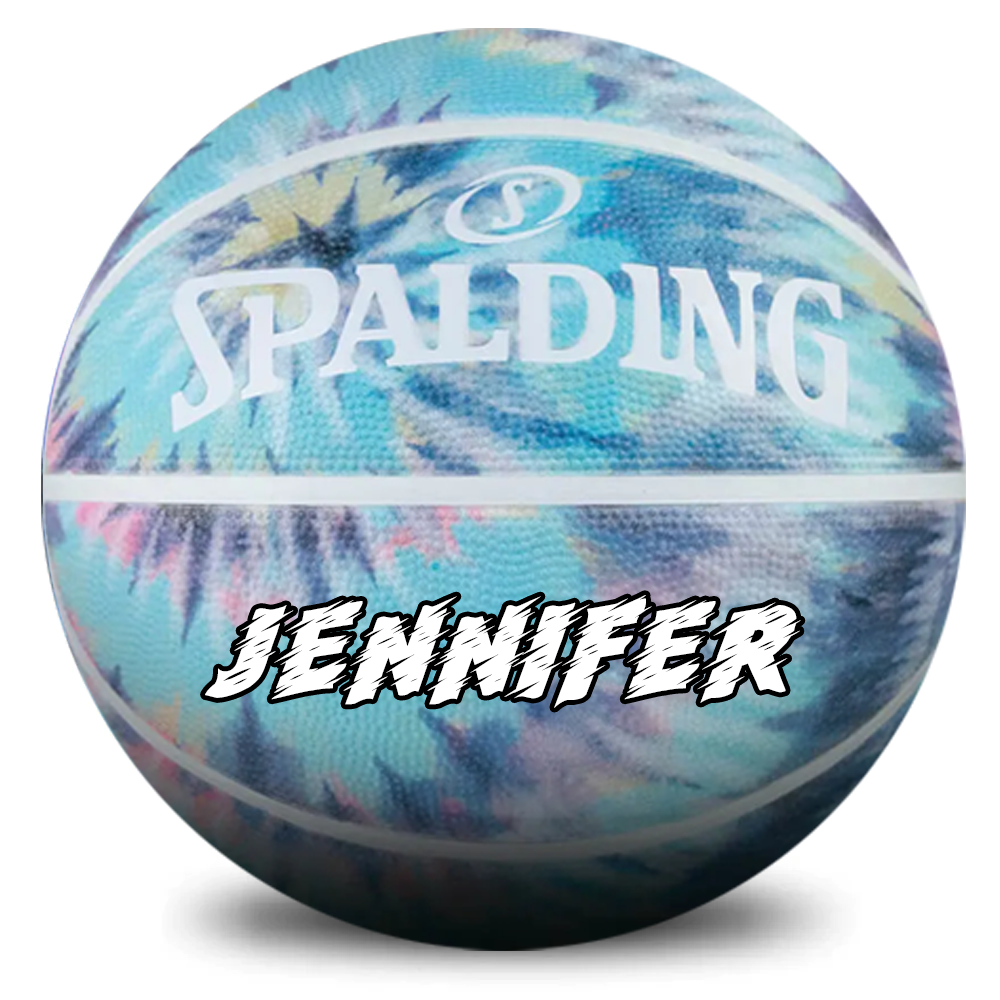 Personalised Spalding Rubber Basketball Tie Dye turquoise (Size 5)
