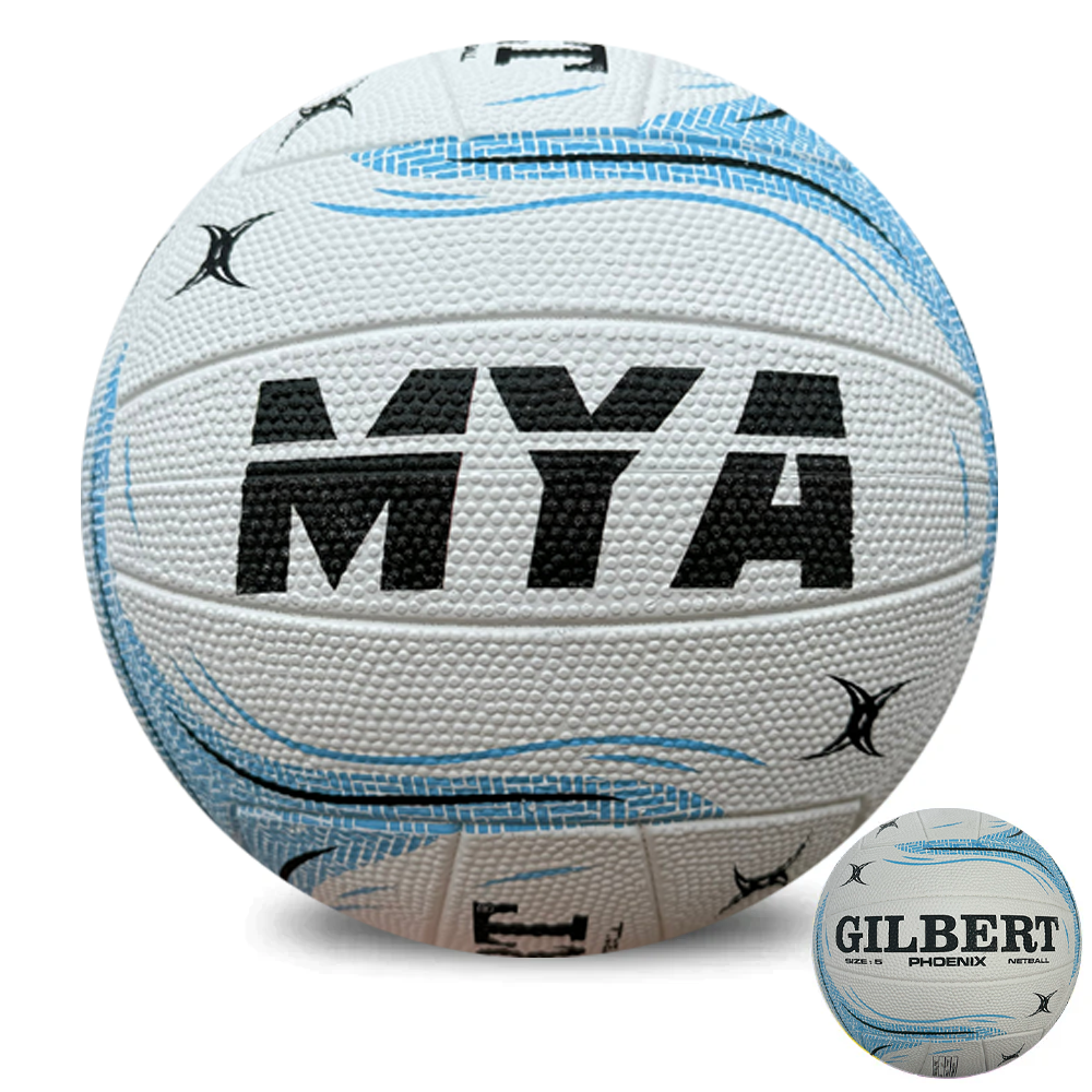 Personalised Gilbert Phoenix Netball White and Blue (SIZE 4, 5)