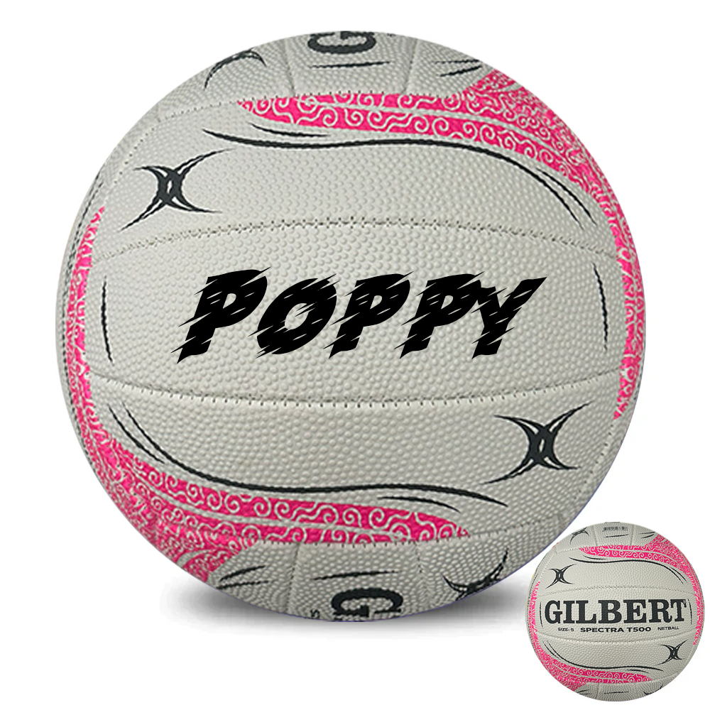 Personalised Gilbert 2026 White Spectra Netball (SIZE 5)