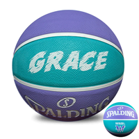 Load image into Gallery viewer, Personalised Spalding WNBL Rubber Basketball Teal &amp; Purple (Size 5, 6)
